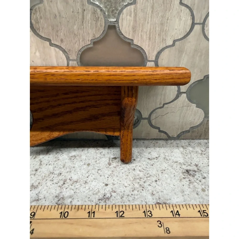 Vintage Oak Wood Wall Shelf Heart Cutout Country Cottage Display 14.5 Inch